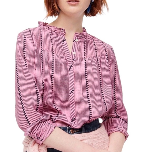 J. Crew Tops - J. Crew long sleeve airy pin tuck ruffled peasant blouse L excellent condition